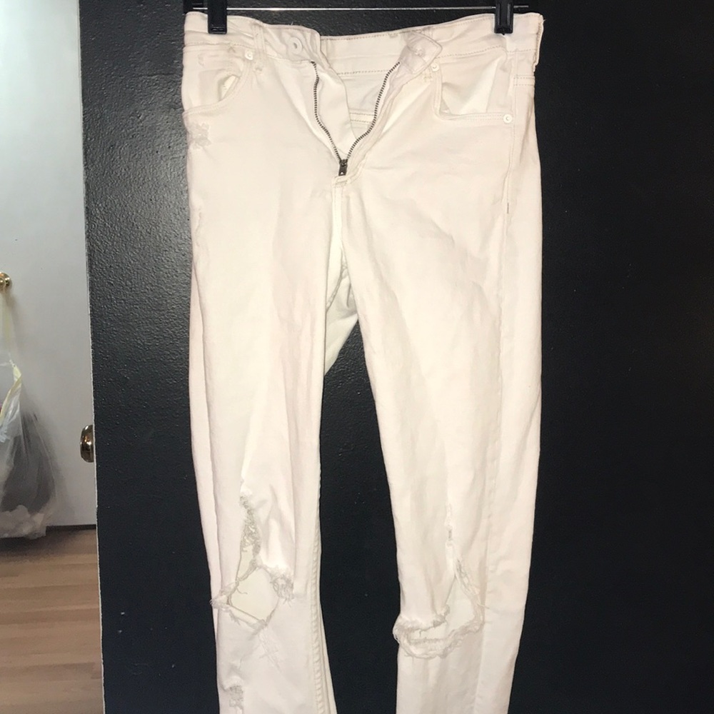 White ripped jeans